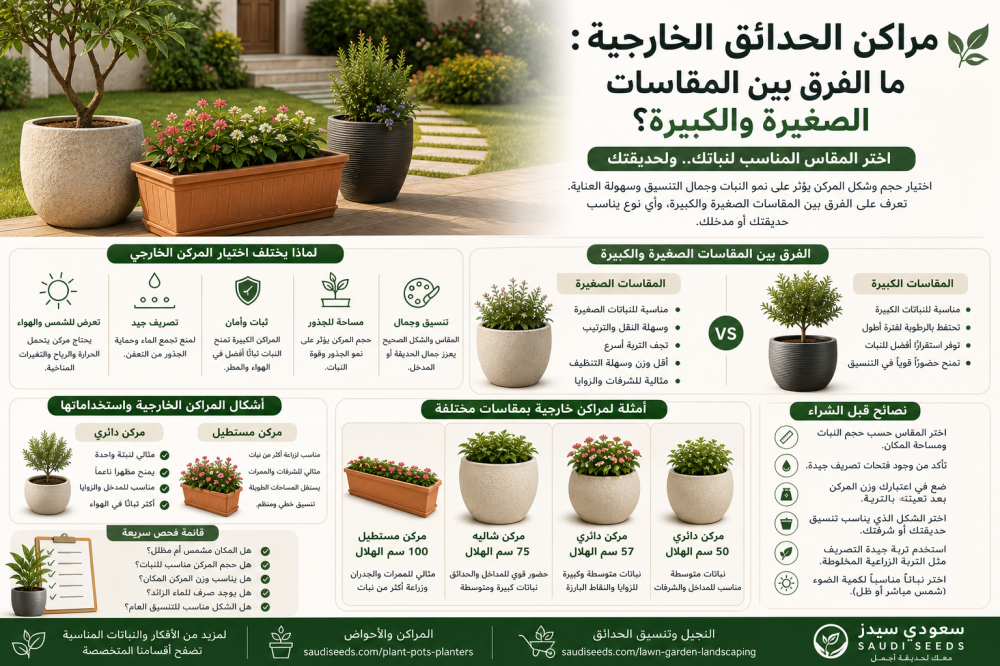 مراكن الحدائق الخارجية: ما الفرق بين المقاسات الصغيرة والكبيرة؟
