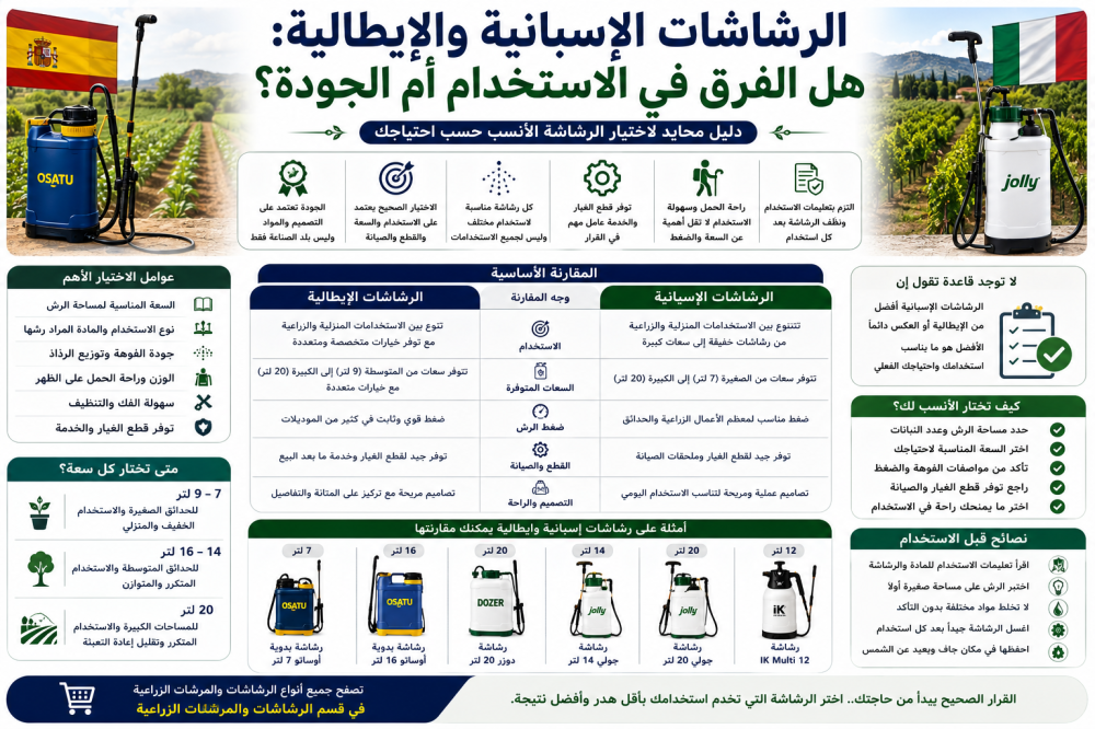 رشاشات إسبانية وإيطالية: الفرق في الاستخدام