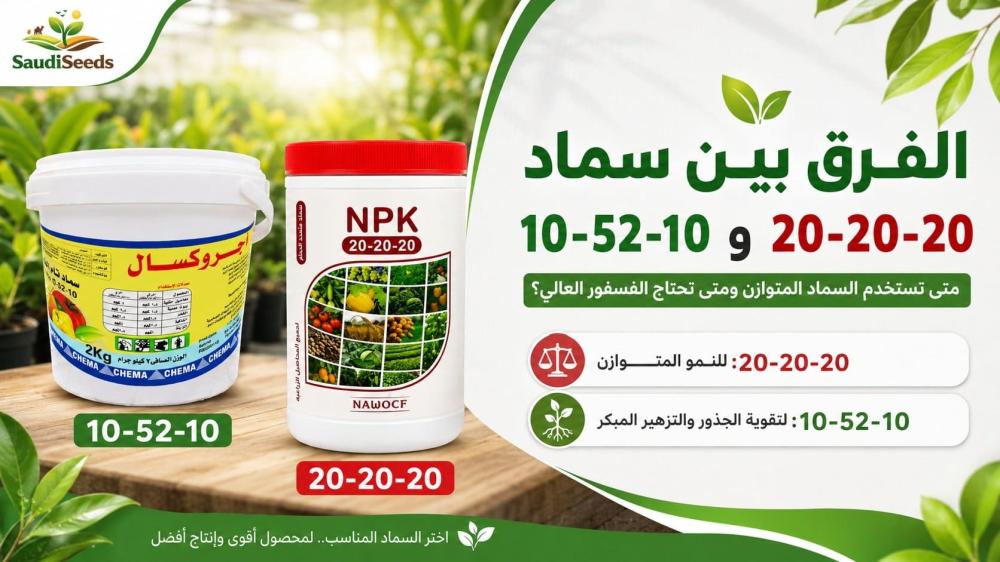 الفرق بين سماد 20-20-20 و10-52-10