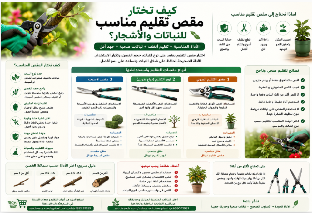 كيف تختار مقص تقليم مناسب للنباتات والأشجار؟