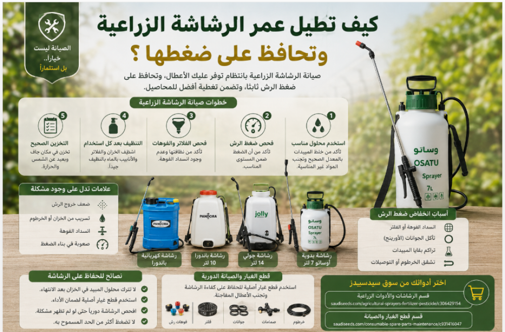 كيف تطيل عمر الرشاشة الزراعية وتحافظ على ضغطها؟