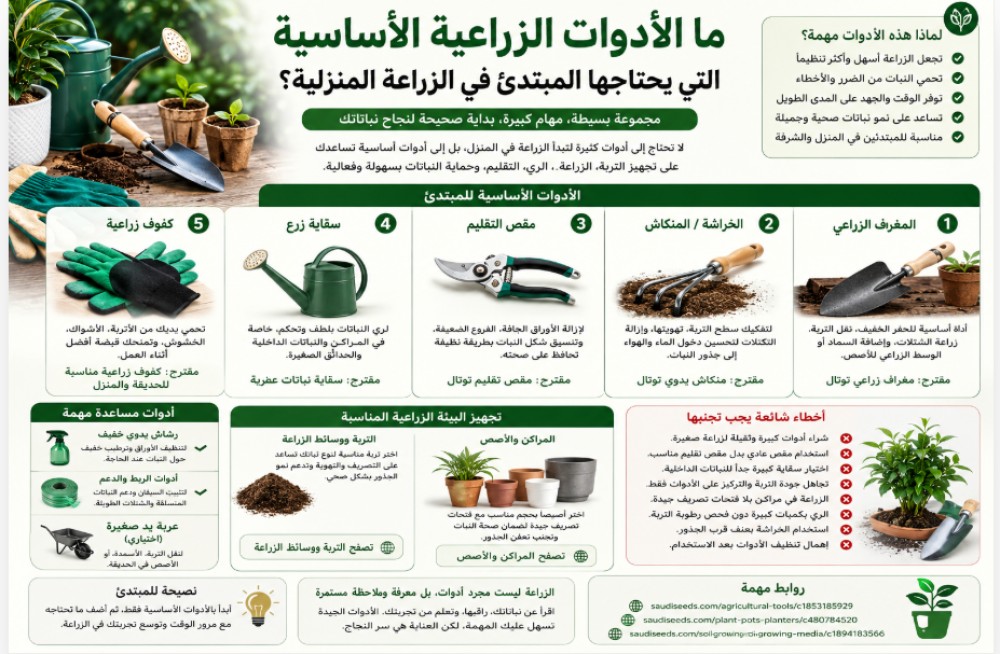 أدوات زراعية للمبتدئين في الزراعة المنزلية