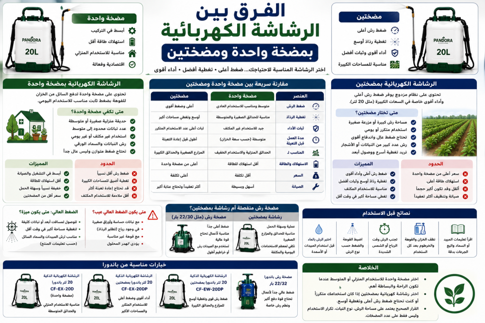 رشاشة كهربائية بمضختين أم مضخة واحدة؟