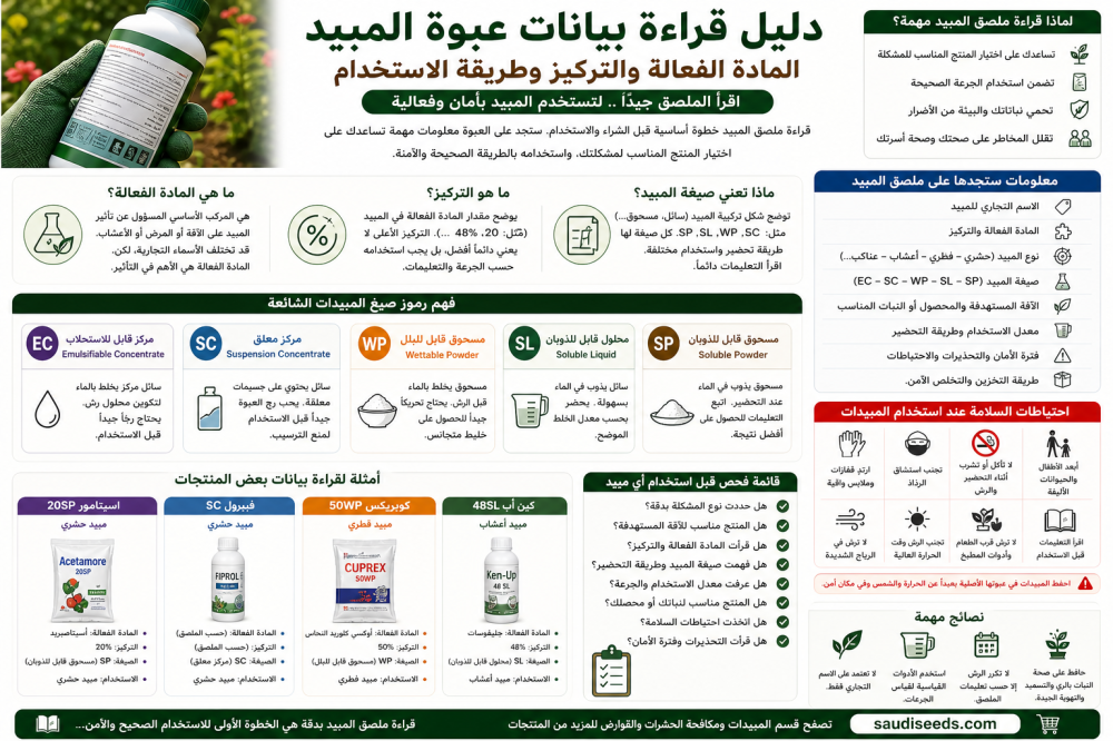 دليل قراءة ملصق المبيد