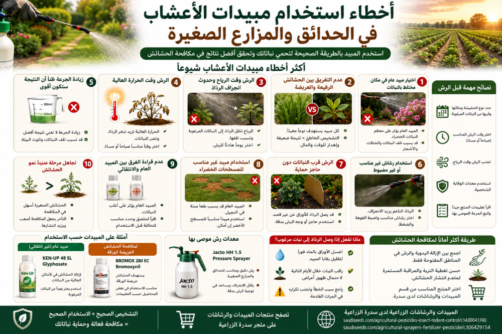 أخطاء استخدام مبيدات الأعشاب في الحدائق والمزارع الصغيرة
