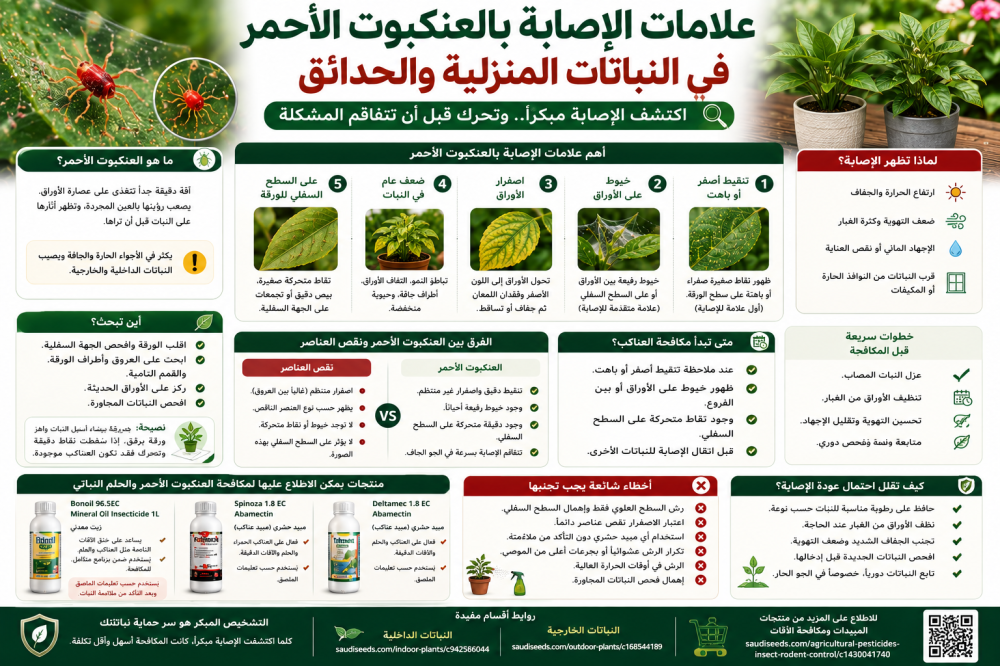 علامات الإصابة بالعنكبوت الأحمر في النباتات المنزلية والحدائق