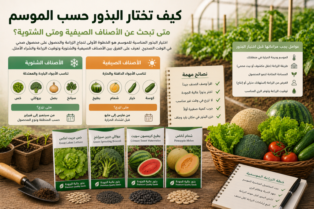 كيف تختار البذور حسب الموسم؟ الأصناف الصيفية والشتوية