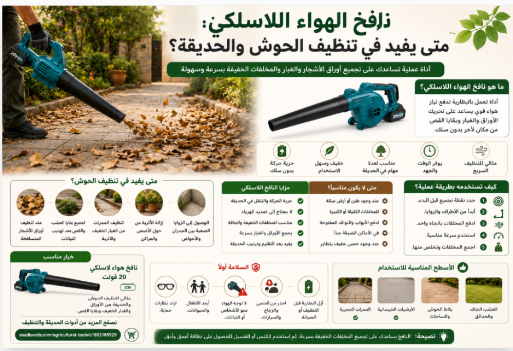 نافخ الهواء اللاسلكي: متى يفيد في تنظيف الحوش والحديقة؟