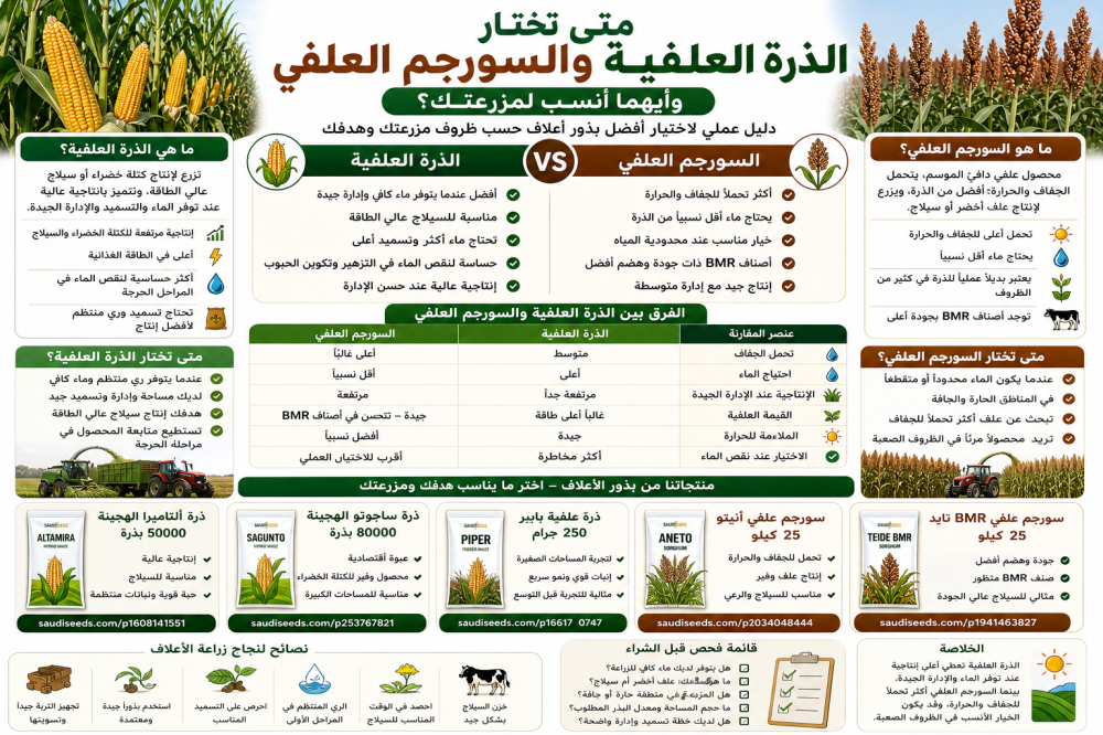 الفرق بين الذرة العلفية والسورجم وأيهما أنسب لمزرعتك؟
