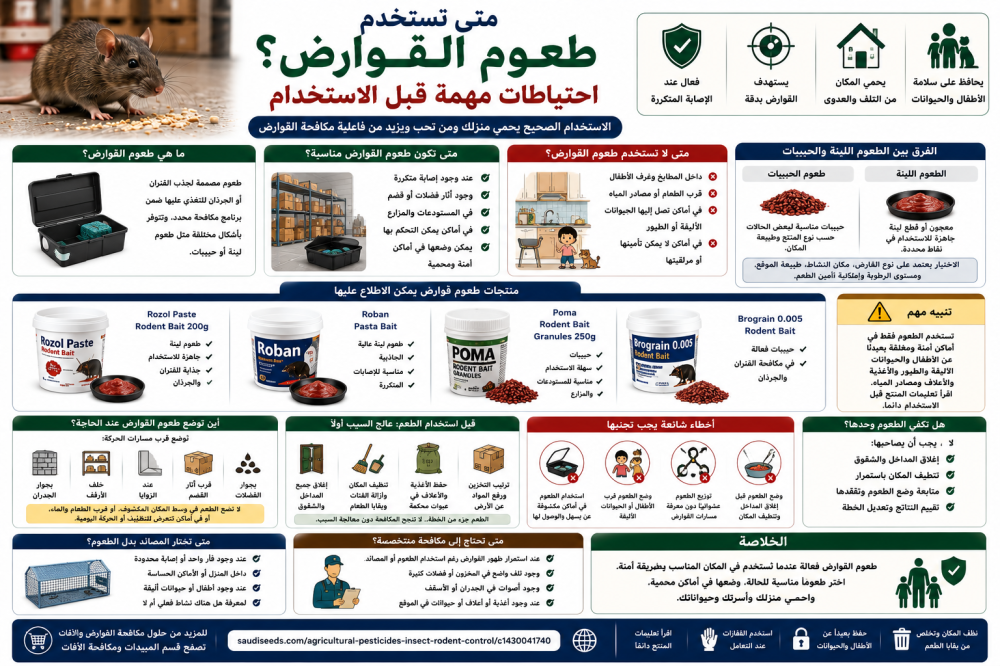 متى تستخدم طعوم القوارض؟ احتياطات مهمة قبل الاستخدام