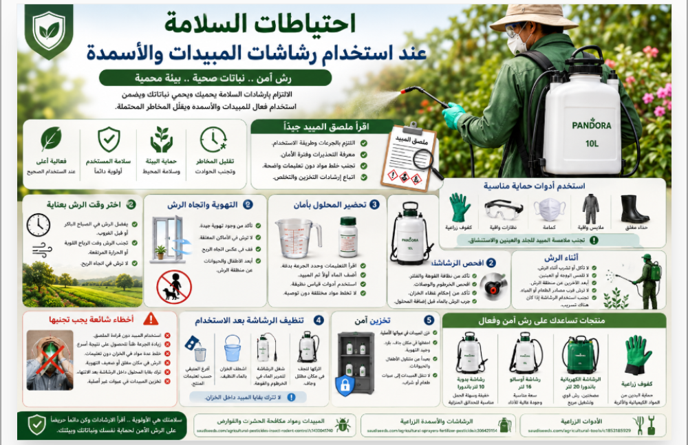 احتياطات السلامة عند استخدام رشاشات المبيدات والأسمدة
