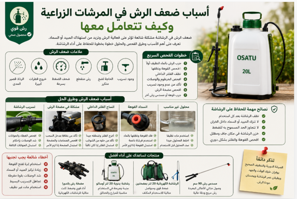 أسباب ضعف الرش في المرشات الزراعية وكيف تتعامل معها