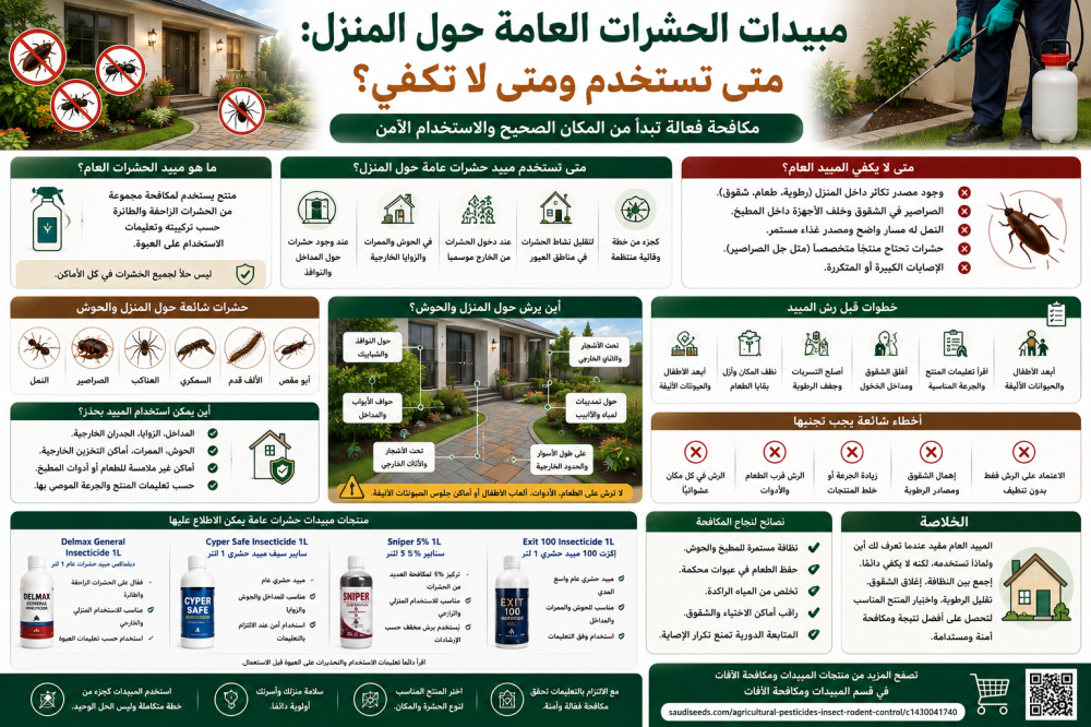 مبيدات الحشرات العامة حول المنزل: متى تستخدم ومتى لا تكفي؟