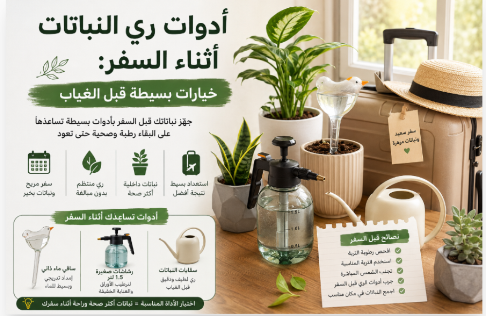 أدوات ري النباتات أثناء السفر: خيارات بسيطة قبل الغياب