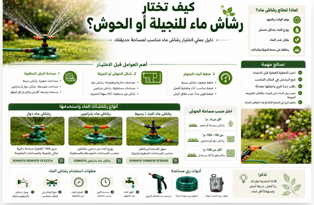 كيف تختار رشاش ماء للحديقة أو النجيلة؟