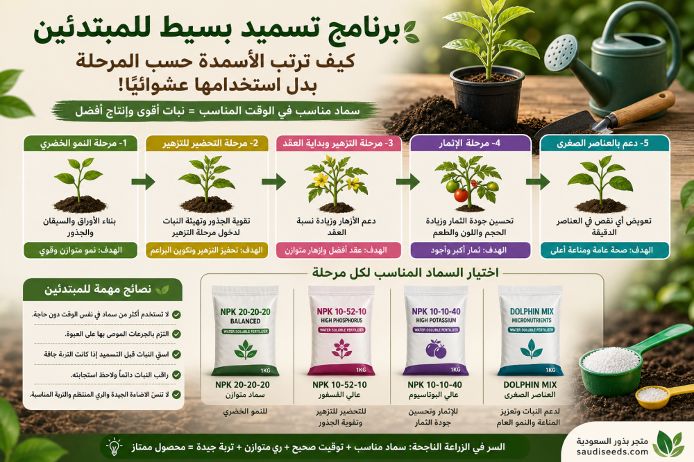 برنامج تسميد للمبتدئين: ترتيب الأسمدة حسب مرحلة النبات