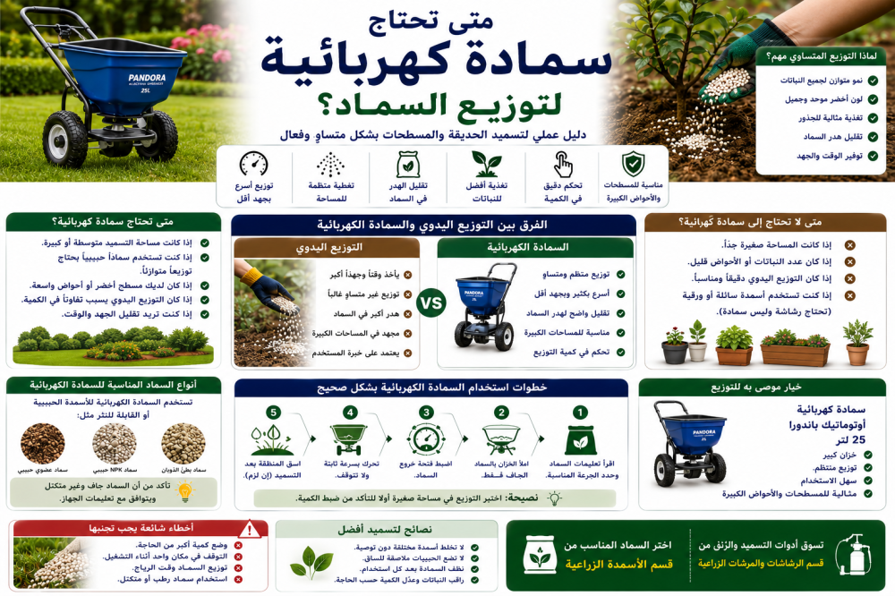 متى تحتاج سمادة كهربائية لتوزيع السماد؟