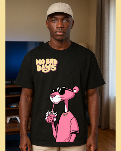 تيشيرت NO BAD DAYS – تصميم بانثر وردي