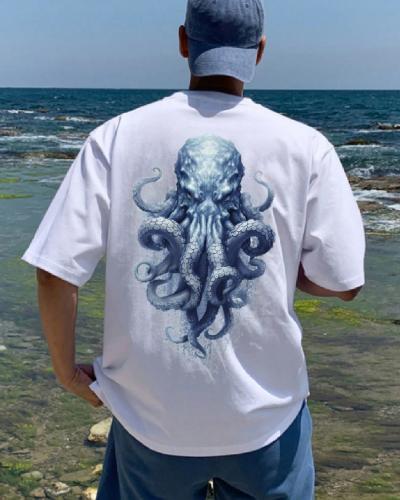 تيشيرت أخطبوط بحري | مريح للشاطئ والصيف