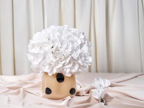 Chocolate Vase Pouch Beige Black Circles 206 - فاز...