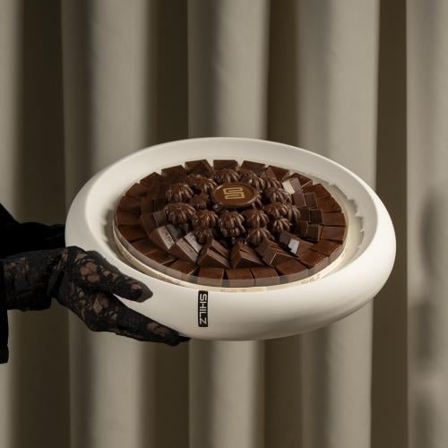 White Ceramic Uncovered Chocolate Tray - صينية سيراميك بيضاء شوكولاتة مكشوفة