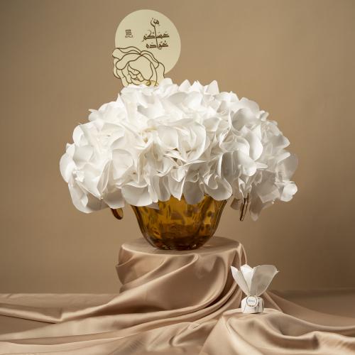 Chocolate Pouch Honey Glass Vases with Outward Turners 230 - فازة شوكولاته باوتش زجاج عسلي صغيرة مع عكفات للخارج 230