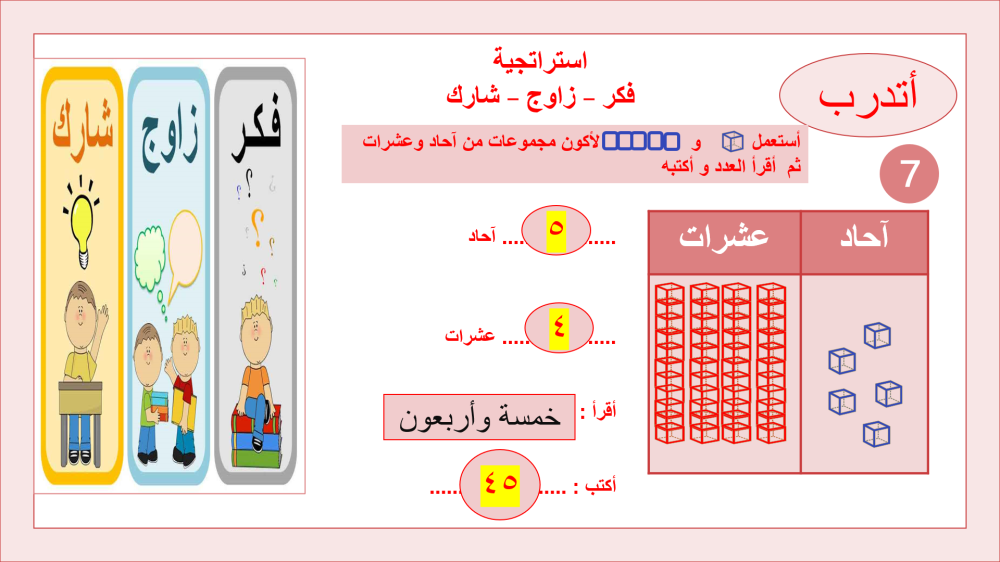 ثالث ابتدائي رياضيات الفصل 1  القيمة المنزلية