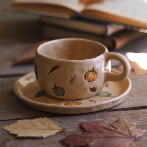 Pumpkin cup with saucer
