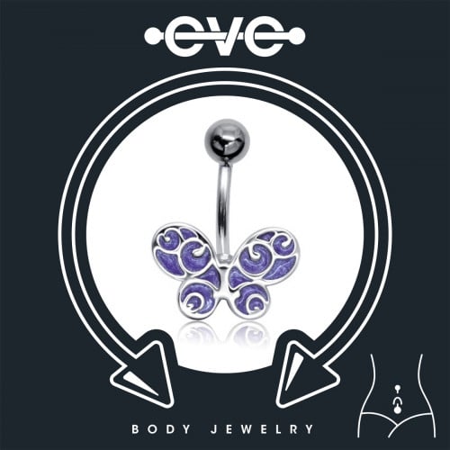 إيف حلق بيرسينغ للسرة - فراشة بلون بنفسجي B011