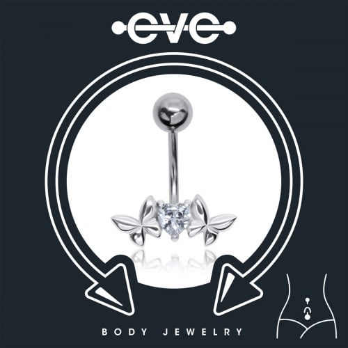 إيف حلق بيرسينغ للسرة - فراشة & فص قلب B008