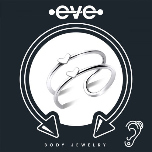 إيف حلق بيرسينغ للأذن  - فضي قلوب موازية E003