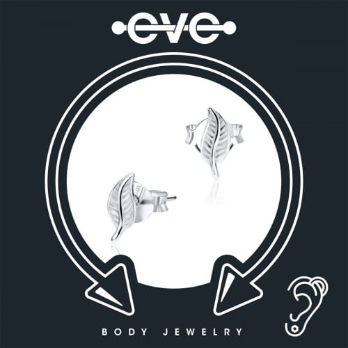 إيف حلق بيرسينغ للأذن  - فضي ورقة شجر E019