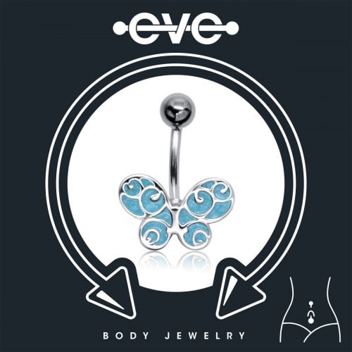 إيف حلق بيرسينغ للسرة - فراشة بلون أزرق B010