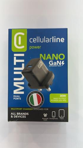 شاحن جداري بمنفذين 30w من Cellularline