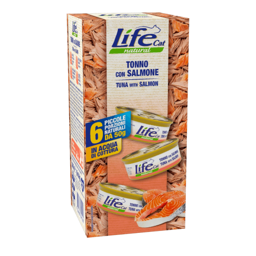 life cat معلبات لايف كات تونا مع السالمون بالمرق 6...