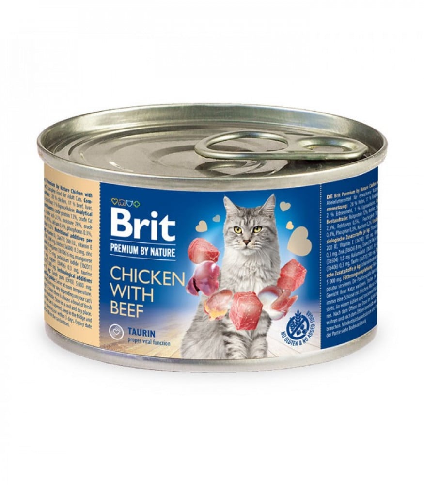 BRIT wet cat food with chicken and beef 200 grams