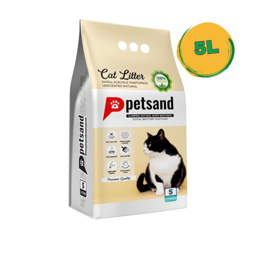 PetSand رمل تركي عالي الجودة للقطط بدون رائحة 5 لت...