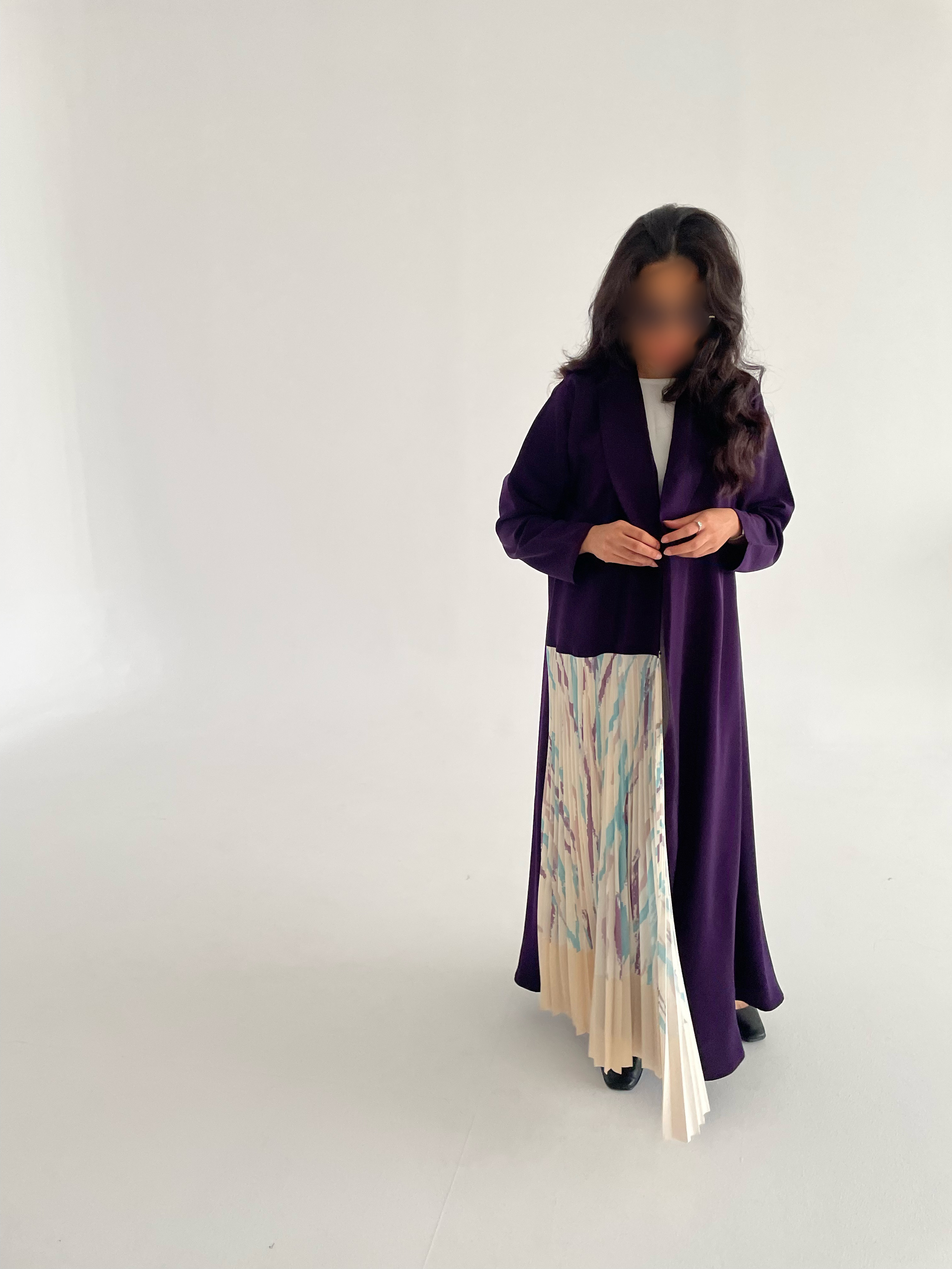Pleated Abaya in Purple