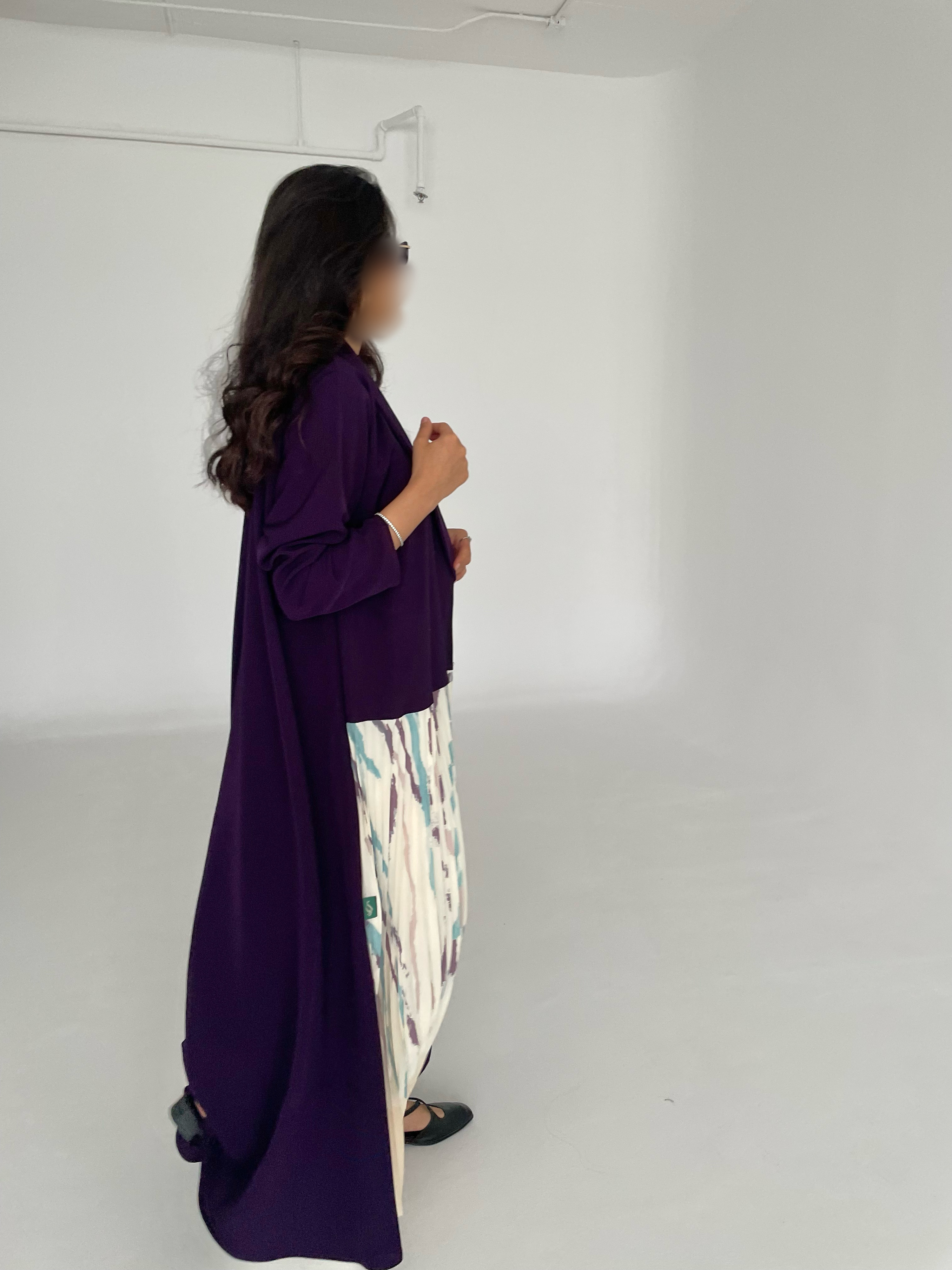 Pleated Abaya in Purple