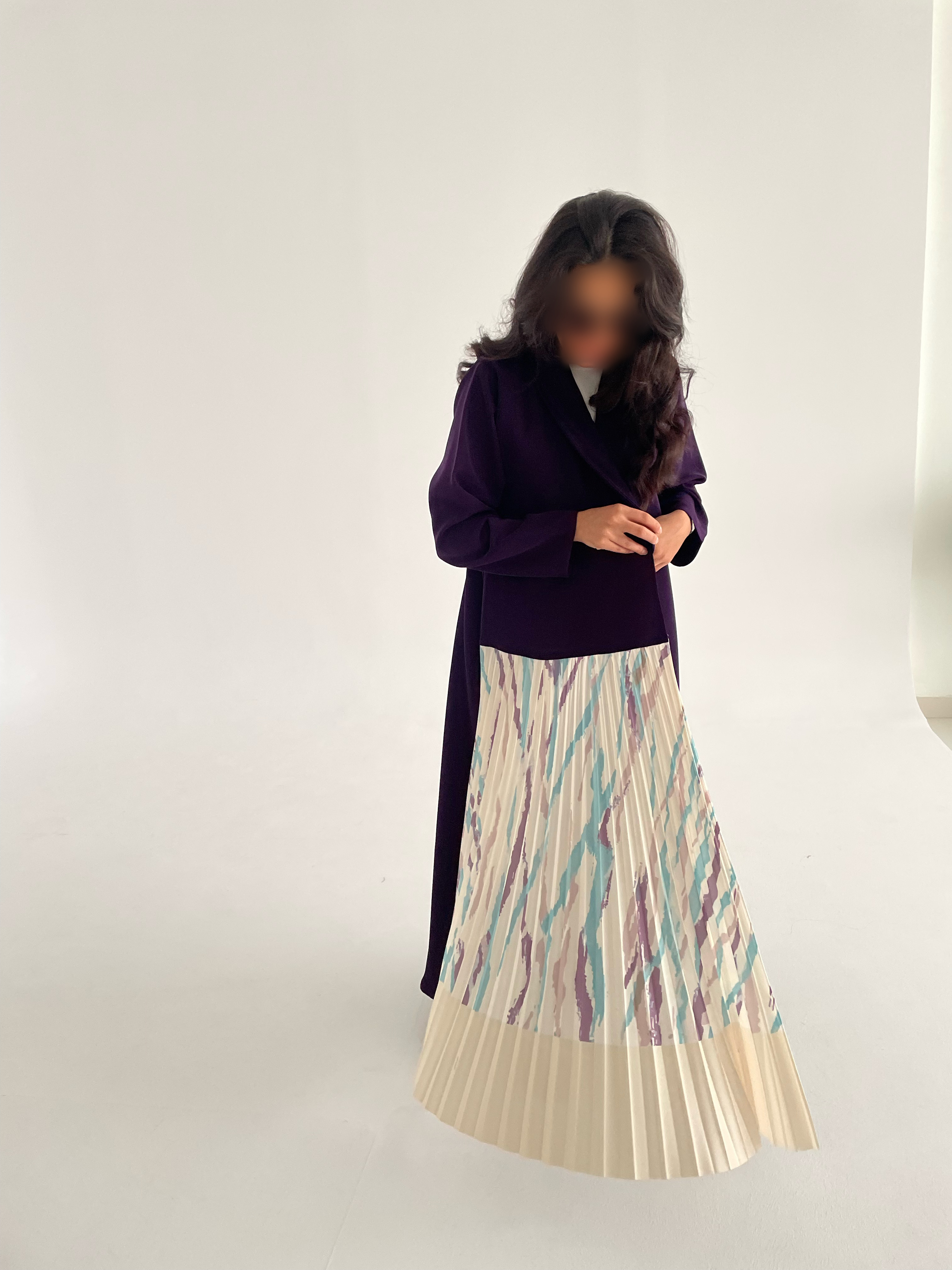 Pleated Abaya in Purple