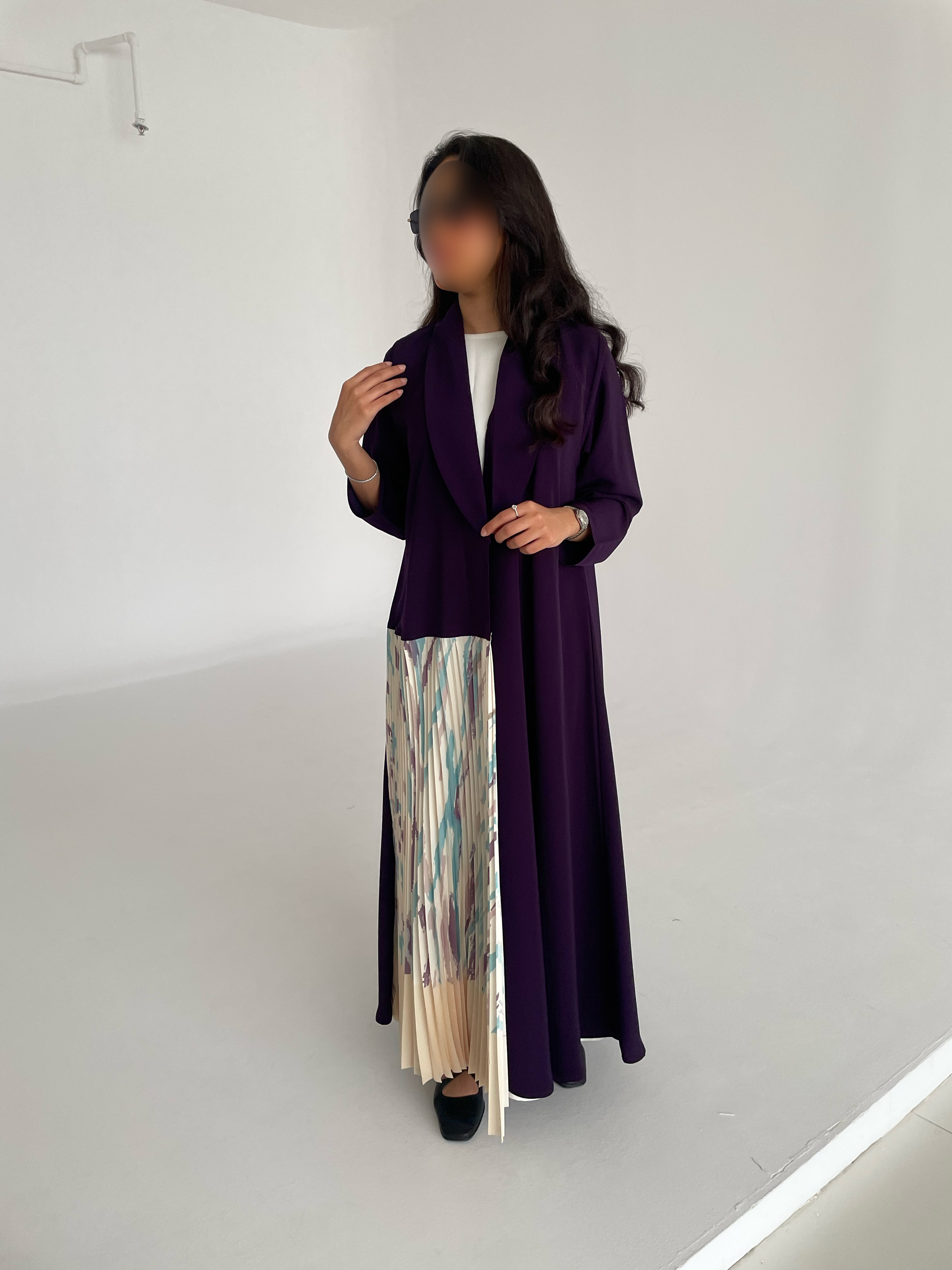 Pleated Abaya in Purple
