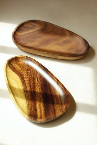 صحن خشب شبه بيضاوي