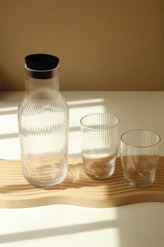 كأس زجاج بنمط مخطط 400 مل