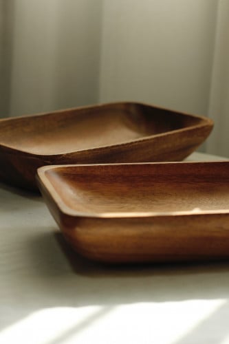 صحن تقديم خشب مستطيل