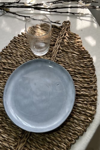 صحن سيراميك ازرق نيلي