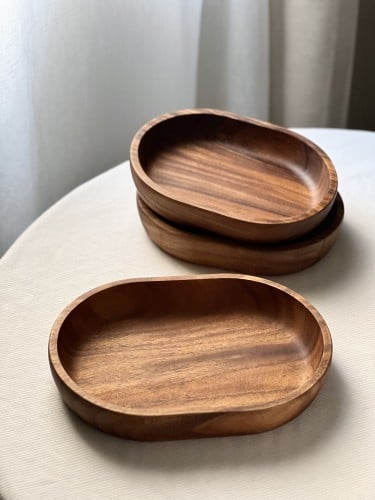صحن تقديم خشب بيضاوي
