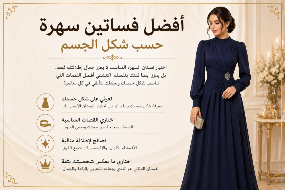 أفضل فساتين سهرة حسب شكل الجسم