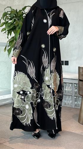 عبايه نص كلوش تطريز خيوط لف