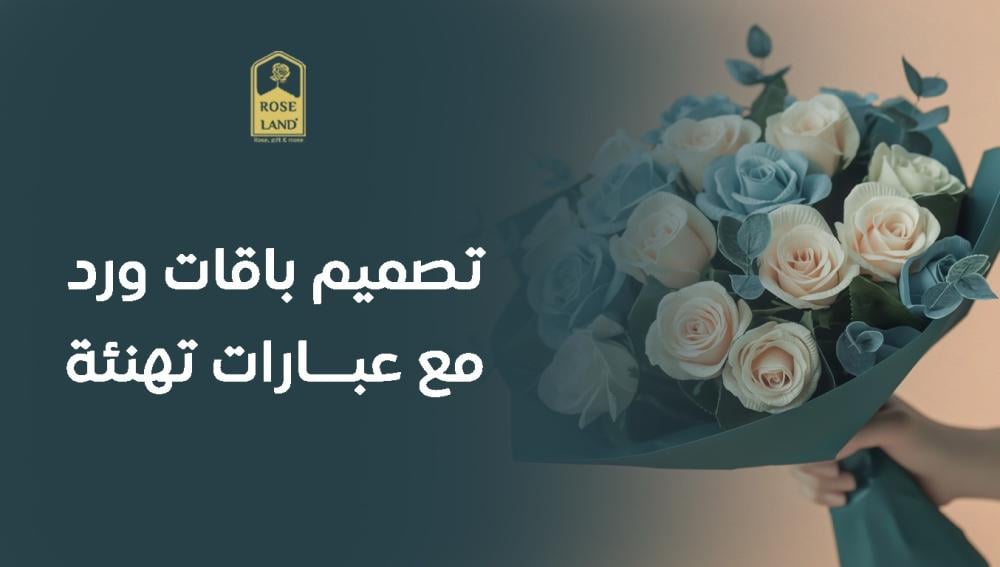 تصميم باقات ورد مع عبارات تهنئة