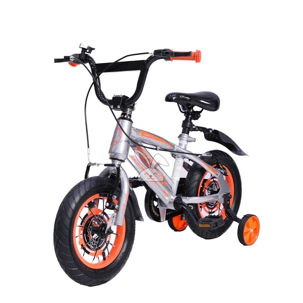 دراجة اطفال باللونين الرمادي و البرتقالي Gray and red kids bike